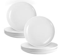 Tivcck 12 Pcs White Melamine Plates, 9 Inch Melamine Dinner Plates, Round Salad Plates, Reusable Dinnerware Dishes for Everyday Use, Indoor and Outdoor, Break-resistant