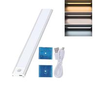 Tiverio Home Motion Sensor Lights - 2025 New Upgraded Version Smart Motion Sensor LED 3.0, Rechargeable Under Cabinet Lighting, 3 Color Wireless Lights, for Kitchen, Cupboard, Wardrobe, Stair (White)