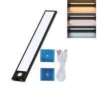 Tiverio Home Motion Sensor Lights - 2025 New Upgraded Version Smart Motion Sensor LED 3.0, Rechargeable Under Cabinet Lighting, 3 Color Wireless Lights, for Kitchen, Cupboard, Wardrobe, Stair (Black)