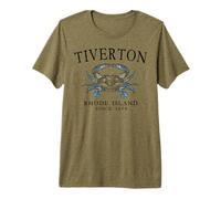 Tiverton Rhode Island Crab Town Since 1694 Black Letters Premium T-Shirt