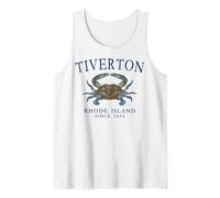 Tiverton Rhode Island Crab Town Since 1694 Navy Blue Letters Tank Top