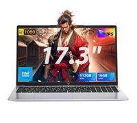 Tivique 17.3 inch Laptop with 12th Quad-Core N95 Processor up to 3.4GHz (Beat N5205/N5095) 16GB RAM DDR4 512GB M.2 SSD Laptops, Support WiFi 5, BT5, USB3.2, HDMI,Type-C,1080 FHD, 6000mAh Long-Battery