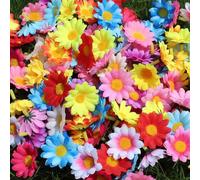 Tivleed 100 PCS Artificial Daisy Flower Heads, Colorful Mini Silk Flowers for DIY Crafts, Wedding, Home, Party Decoration (4 * 4cm)