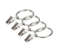 Tivleed 12 Pack 50MM Silver Curtain Clips with Rings - Heavy Duty Rustproof Drapery Hooks for Shower & Window Curtains, Easy to Install