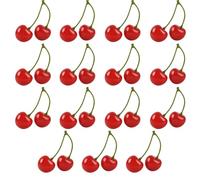 Tivleed 15Pcs Artificial Foam Cherries - Lifelike Red Fake Fruits with Stems, 7x2cm Realistic Cake Decorations for Kitchen, Desserts & Home Decor (Red)
