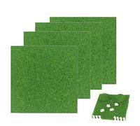Tivleed 15x15cm Fresh Green Artificial Grass Mat, 4 Pcs Fake Grass Garden & Craft Astro Turf Squares, Durable Nylon Polyester Lawn for Dollhouse Miniature Model Landscaping Decoration