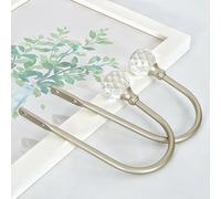 Tivleed 2 Pack Silver Curtain Tie Backs Holdbacks, U-Shape Wall Mounted Metal Curtain Hooks with Crystal Head Finials, Includes Screws & Plugs for Drapes, Coats, Living Room Bedroom Door Window