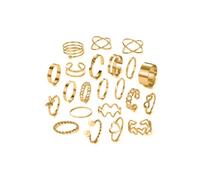 Tivleed 22 PCS Stackable Joint Rings for Women Gold Multi-Knuckle Open Design Bohemian Butterfly Snake Hollow Carved Crystal Midi Adjustable Ring Pack