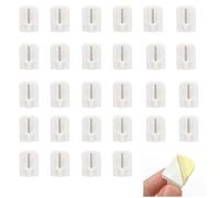 Tivleed 30 PCS Self Adhesive Hooks, Strong Hold Plastic Hooks for Net Curtain Rods, No Drill Sticky Hooks for Kitchen, Bathroom & Home Organisation (White)