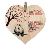 Tivleed 40th Wedding for Couples - Ruby Anniversary Wooden Heart Plaque with Engraved Quotes, Romantic Keepsake for Wife/Husband, Rustic Home Decor (Natural Wood, 10x10cm/4x4 Inch)