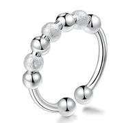 Tivleed Adjustable Spinner Anxiety Ring for Women - Stainless Steel Silver Fidget Jewellery for Stress Relief, Daily Wear & Social Events