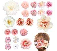 Tivleed Artificial Flowers for Decoration, Artificial Flower Heads Cake Flowers Craft Flowers 21PCS Fake Flowers Silk Bulk Mix for Wedding Party Hair Accessory DIY Home Decor (21, Pink, White, Yellow)