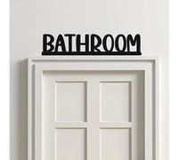 Tivleed Bathroom Sign, Bathroom Door Sign, Bathrooms Decorations and Ornaments, Laser Cut Wooden Word Wall Art, Black Hanging Sculpture Decor for Home, Cafe, 28x6cm