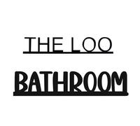 Tivleed Bathroom Sign, Toilet Sign, Bathroom Decor, Wooden Door Plaque 2 Pcs Natural Wood, Black Finish, Farmhouse Style Wall Art for Home Door Decor, 2.32x11.14in & 1.6x8.66in