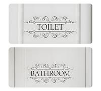 Tivleed Bathroom/Toilet Signs for Door 2-Pack, Distinct Bathroom and WC Stickers, 37x15cm Large Vinyl Decal Signs for Smooth Surface, Glass, Tile, Metal