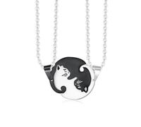 Tivleed Bff Necklace for 2 Girls, Best Friend Necklace, Friendship Necklaces for 2, Cat Pendant Pair Black & White Round Friendship Necklaces for Two, Contemporary Symbol Jewellery