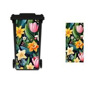 Tivleed Bin Stickers Bin Stickers for Wheelie Bins Wheelie Bin Stickers Large 27.5 * 12.2in Flower Decals Waterproof PVC Self-Adhesive Stickers for Recycling Bins Decoration for Walls, Fridge, Windows