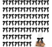 Tivleed Black Bows, Black Bows for Cake, Black Bow 50Pcs 9x9cm Ribbon Bows for Gift Wrapping, Wedding, Birthday Party Decorations, DIY Crafts, Bakery, Candy Bags