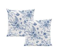 Tivleed Blue Floral Plush Cushion Covers Set of 2, Velvet Throw Pillow Covers for Sofa Bed Car Living Room, Blue Floral Design Home Decor Cushion Covers
