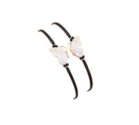 Tivleed Braided Wax Cord Friendship Bracelets with Gold Butterfly Appliqué - 2-Pack Adjustable BFF Bracelet Set for Girls Women, Perfect Matching Gift for Daily Wear & Special Occasions