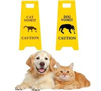 Tivleed Cat Vomit Caution Sign, Dog Vomit Warning Sign, 2 Pack, Funny Desk Signs, 3D Printed Pet Decor, Humorous Yard Sign for Home or Pet Areas
