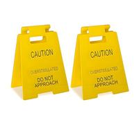 Tivleed Caution Overstimulated Desk Sign, Funny Office Prank Warning Sign, Humorous Gag Gift Mini Desk Decor for Coworkers, Employees, Boss, Teammate, Office, Workplace, Cubicle, Home (2 PCS)