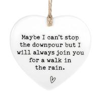 Tivleed Cheer Up Inspirational Gifts for Women, Acrylic Heart-Shaped Motivational Plaque with "Maybe I Can't Stop the Downpour" Message, White Friendship Keepsake for Sisters 7.3x6.8x0.3cm