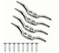 Tivleed Cleat Hooks, Metal Blind Cord Holder, 90mm Silver Rope Cleats for Blinds, Roman Blinds, Washing Line, Child Safety Cord Winder, Heavy Duty Wall Hooks with Screws, 4 Pack