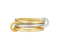 Tivleed Cubic Zirconia Eternity Rings for Womens & Men Gold Silver Gold Tri-Tone Three-Strand Stackable Ring Triple Interlinked Design Unisex Jewelry