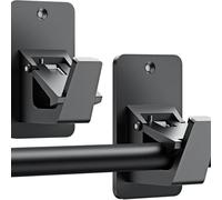 Tivleed Curtain Pole Brackets, Curtain Rail Brackets, Curtain Pole Holders, 2 Pack Self-Adhesive No-Drill Rod Hooks for Bathrooms, Black, 5x8.5CM