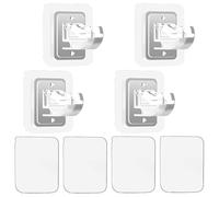 Tivleed Curtain Pole Brackets, Curtain Rod Holder, Curtain Pole Holders, Pack of 4 Self Adhesive Pole Brackets, No Drilling, Transparent Square 6x6CM Rod Holder for Kitchen, Bathroom