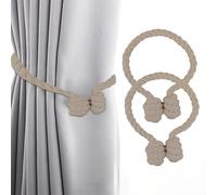 Tivleed Curtain Tie Backs, Tie Backs for Curtains, Magnetic Curtain Tie Backs, 2P Handwoven Drapery Holdbacks with Rope Knot, Decorative Magnetic Tie Backs for Home & Office Window Drapes
