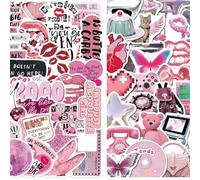 Tivleed Cute Stickers 100Pcs Vintage, Pink Aesthetic Stickers for Kindle, Cottagecore Vinyl Decals for Scrapbooking Journal, Waterproof Laptop Stickers for Teens Girls, Tumbler & Stationery
