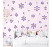 Tivleed Daisy Flower Wall Stickers, 6 Sheets Waterproof Vinyl Decals for Bedroom Nursery Playroom, Fade & Peel-Resistant, Peel and Stick Wall Art for Kids Girls Living Room - Pink Purple Orange