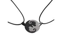 Tivleed Friendship Necklace, Best Friend Necklace, Bff Necklaces for 2 Girls, Interlocking Dog Pendant Pair - Black & White Puzzle Design Friendship Jewellery, Couples Symbol Matching Set