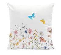 Tivleed Garden Cushion Covers, Floral CushionCovers, White Cushion Covers, 45x45cm Floral Butterfly Throw Pillow Covers for Sofa Bed Home Patio Decor