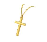 Tivleed Gold Plated Square Cross Necklace with O-Link Chain in Golden