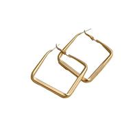 Tivleed Golden Large Square Drop Hoop Earrings - Hollow Geometric Dangle Earrings for Women, Exaggerated Statement & Minimalist Open Square Stud Jewelry