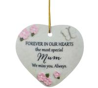 Tivleed Grave Ornaments Bereavement Gifts Memorial Plaques Heart-Shaped Acrylic Grave Ornaments, White Memorial Keepsake for Gardens & Headstones, Sympathy Loss Decor 7.3CM×6.8CM