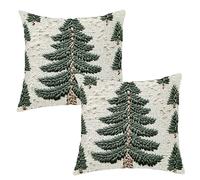 Tivleed Green Cushion Covers, Christmas Cushion Covers, Christmas Decorations, Set of 2 christmas Tree Design Square Pillow Covers 45x45cm, Soft Smooth Feel for Sofa Bedroom Home Holiday Decor