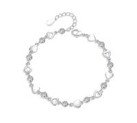 Tivleed Heart Bracelet with Cubic Zirconia Inlay, Silver Bracelet - Adjustable Cardioid Charm Jewelry for Women & Girls, Friendship Birthday Gifts for Her (Mother’s Day/Teenager Present)