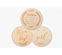 Tivleed Hello World Baby Sign, 10cm Round Nursery Birth Announcement Plaques, Gender Reveal Photo Props for Newborns, Baby Shower Gifts, Keepsakes for Boys Girls(3PCS)