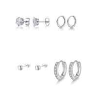 Tivleed hypoallergenic silver earrings, a set of silver-tone metal stud earrings and ear cuffs for women. This 8-piece set is perfect for daily wear and parties, suitable for multiple piercings.