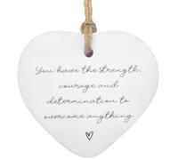 Tivleed Inspirational Acrylic Heart Plaque for Women - 'You Have Strength Courage & Determination' Motivational Gift (7.3x6.8cm) - Friendship Keepsake for Sisters, White - Uplifting Present for Challe