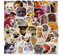 Tivleed Laptop Stickers, Cute Stickers, Cat Stickers, 50PCS Funny Meme Stickers-Waterproof Stickers for Water Bottles, Skateboards with Cats, Dogs & People Expressions (50Pcs Meme Stickers)