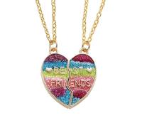 Tivleed Matching Heart Necklace Set - Dual Magnetic Rainbow Gradient Design, Delicate Friendship Jewelry for Young Adults & Fashion Lovers