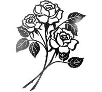 Tivleed Metal Wall Art for Living Room Wall-Mounted Decoration for Living Room Bedroom Outdoor Garden Garden Wall Art Outdoor Hanging Ornaments Home Mural Decor(Rose, Black, 25CM/9.84IN*19CM/7.48IN)