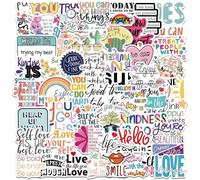 Tivleed Motivational Stickers, Scrapbook Stickers, Kindle Stickers, 52 Pcs Positive Affirmation Quotes PVC Sticker Pack, Waterproof Inspirational Stickers for Laptop, Journal, Water Bottle, Kids Rewar