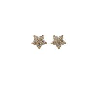 Tivleed multi-piercing earrings set, featuring gold flower designs made of copper alloy with diamond cubic zirconia studs, hypoallergenic and suitable for daily wear by young women.