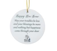 Tivleed New Home Gifts, House Warming Ornament with Gold String, Happy New Home Hanging Decor for Christmas, Couple, Family, Friends (7.3x7.3cm)